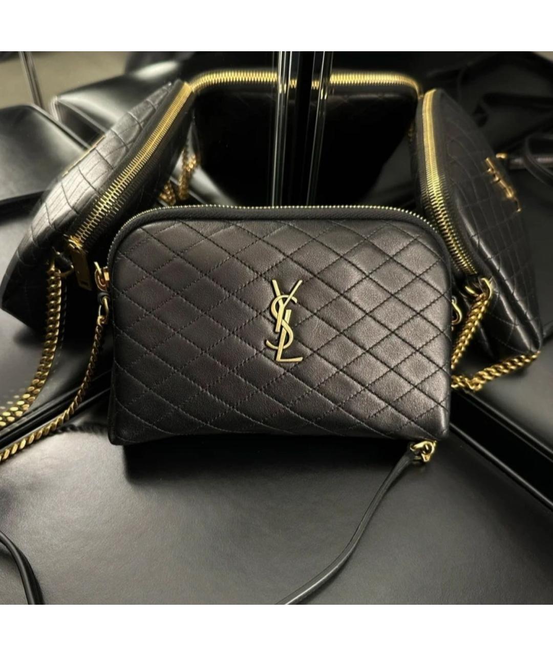 SAINT LAURENT Черная кожаная сумка через плечо, фото 5