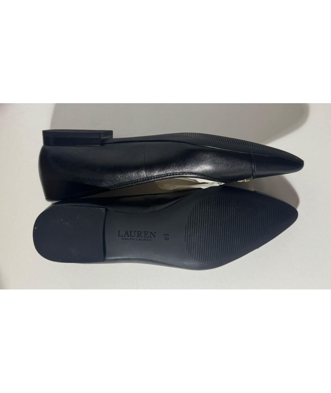 RALPH LAUREN Черные кожаные балетки, фото 7