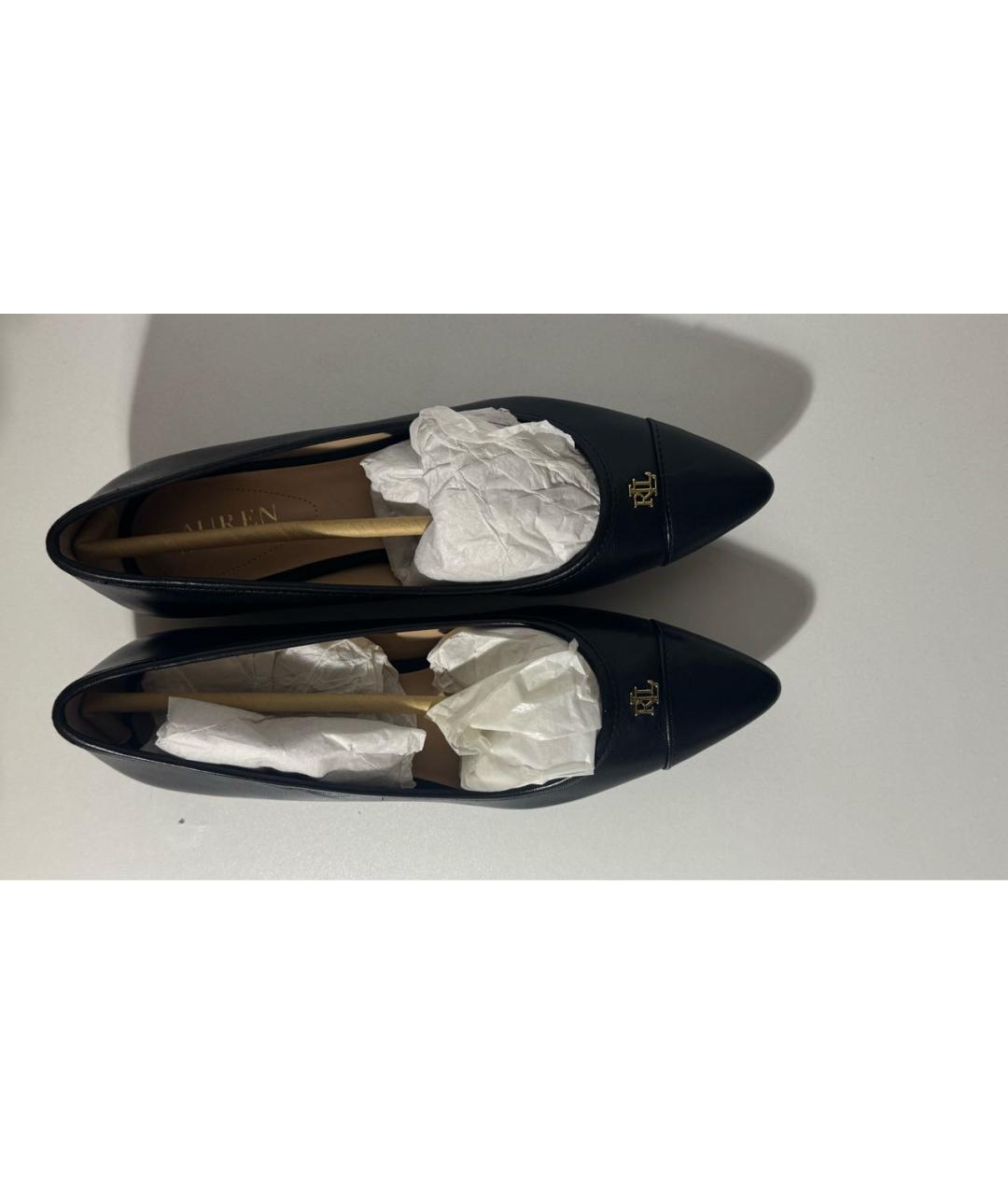 RALPH LAUREN Черные кожаные балетки, фото 3