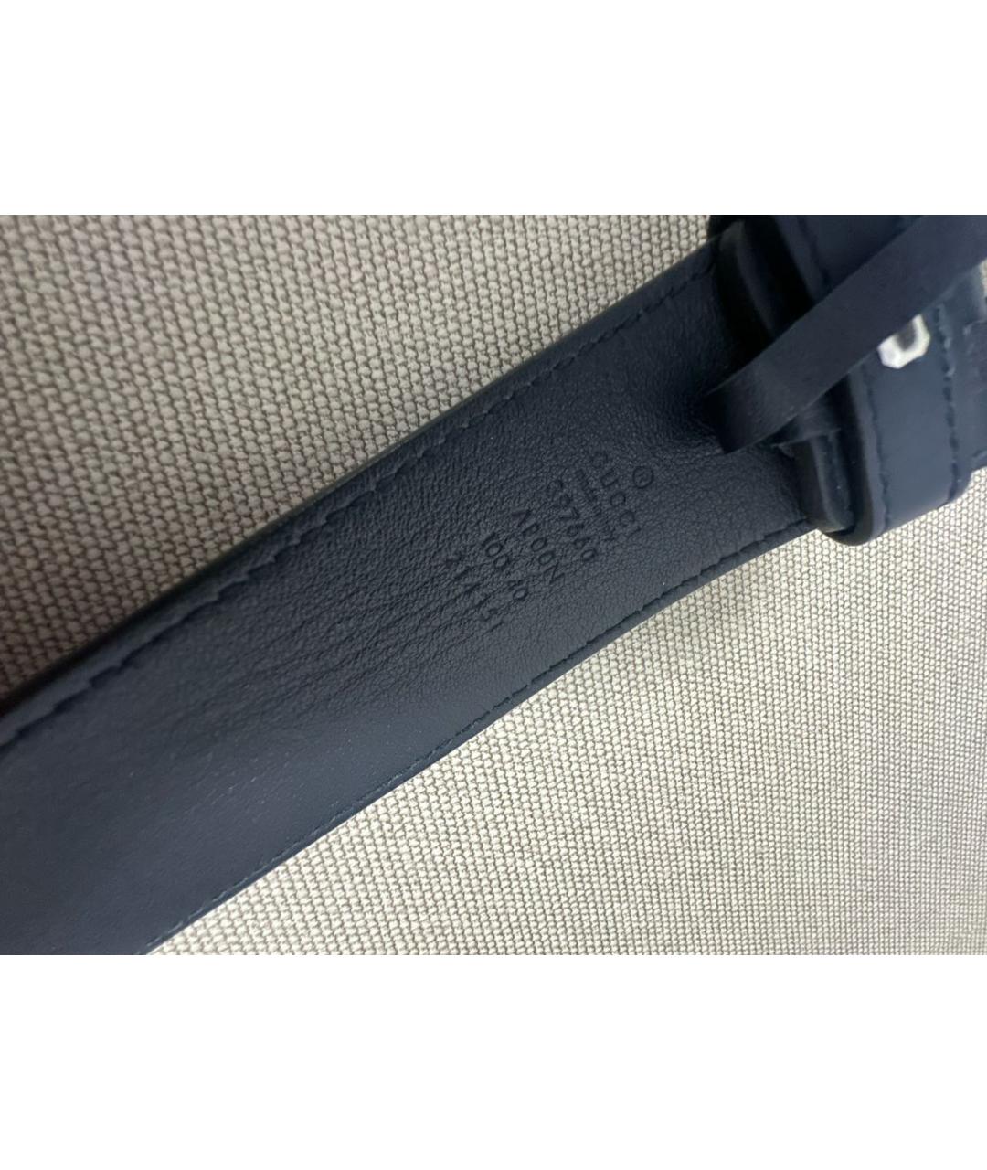 GUCCI Темно-синий кожаный ремень, фото 3