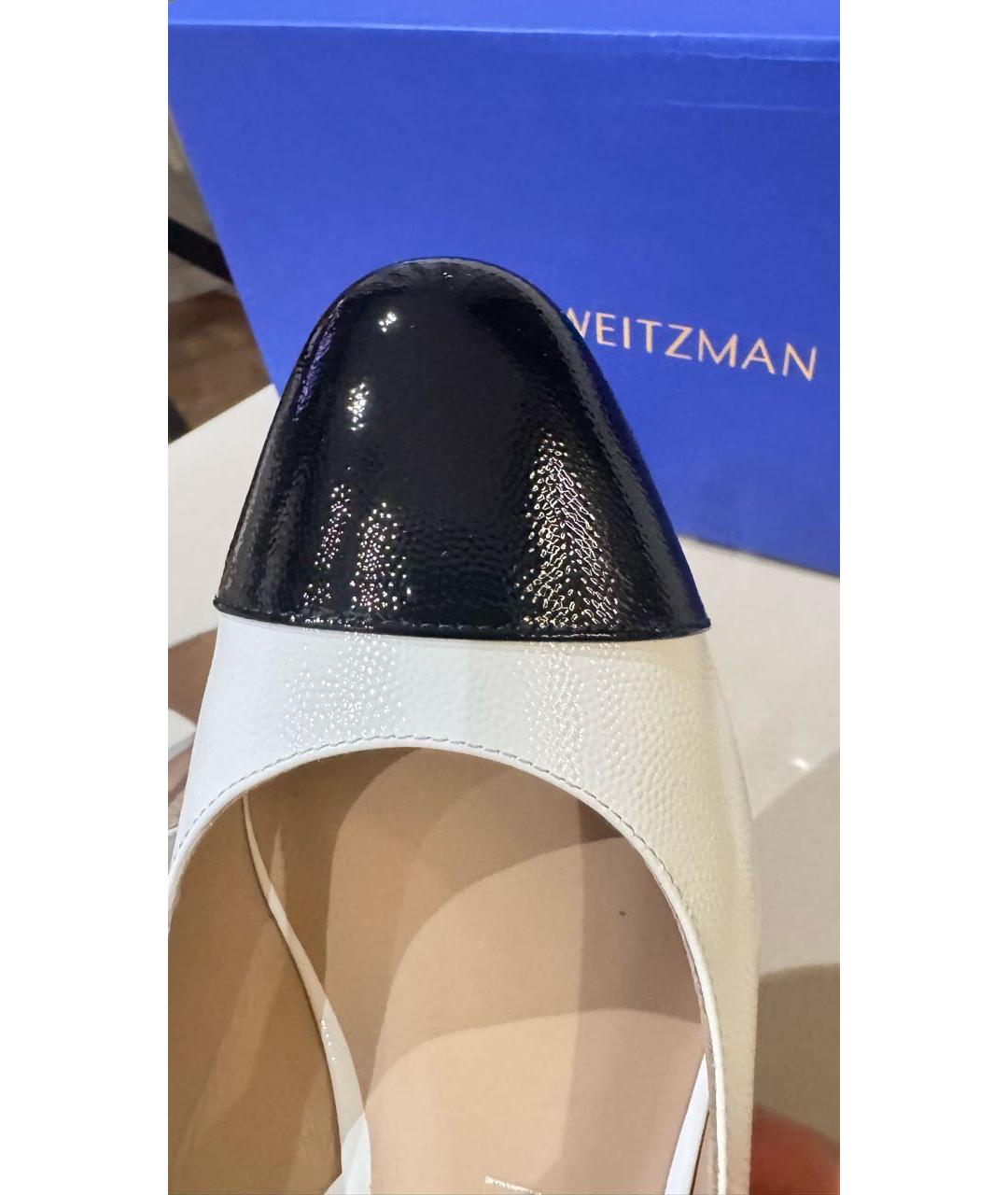 STUART WEITZMAN Белые кожаные босоножки, фото 5