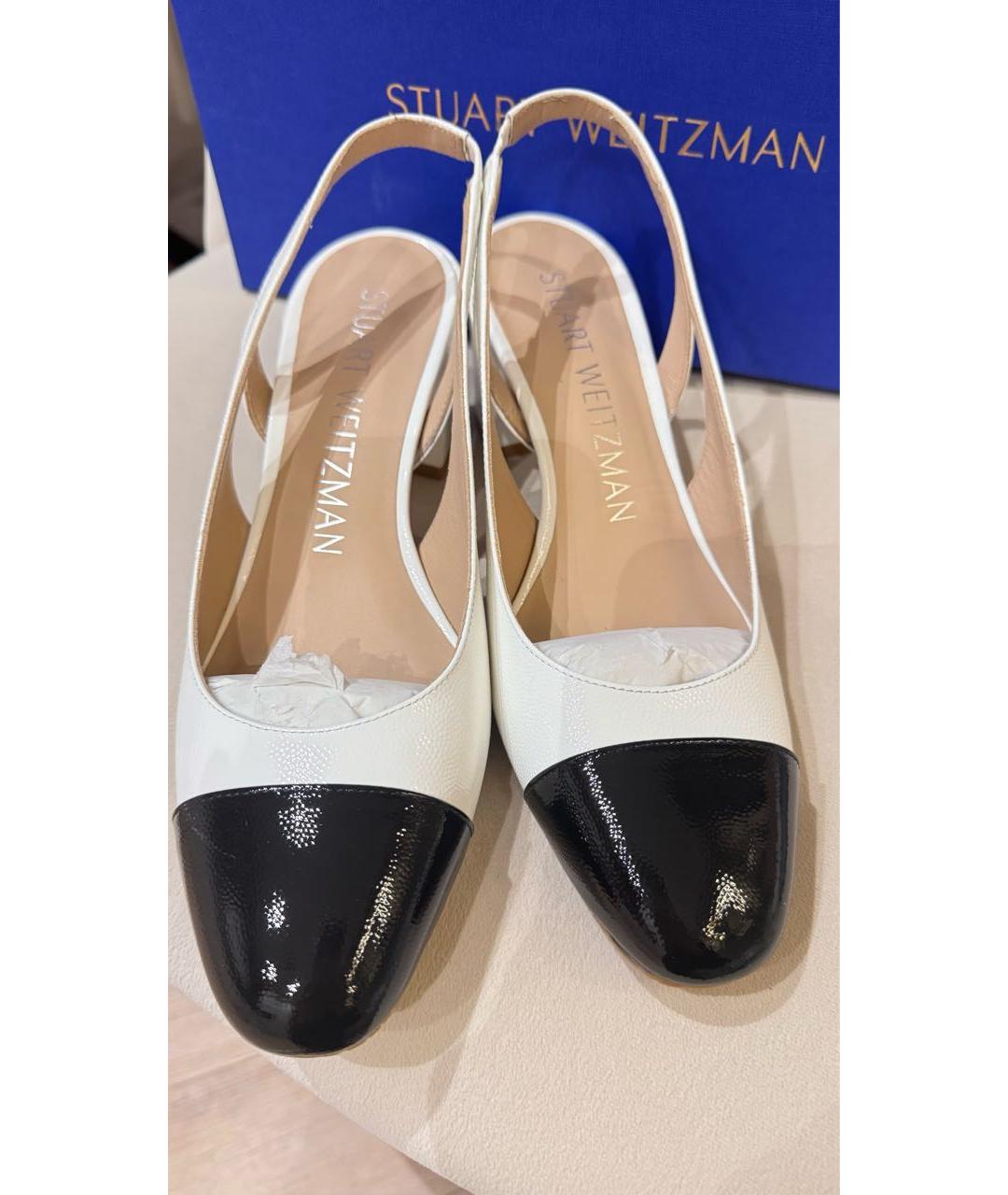 STUART WEITZMAN Белые кожаные босоножки, фото 2