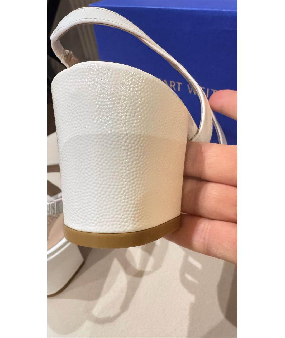 STUART WEITZMAN Белые кожаные босоножки, фото 6