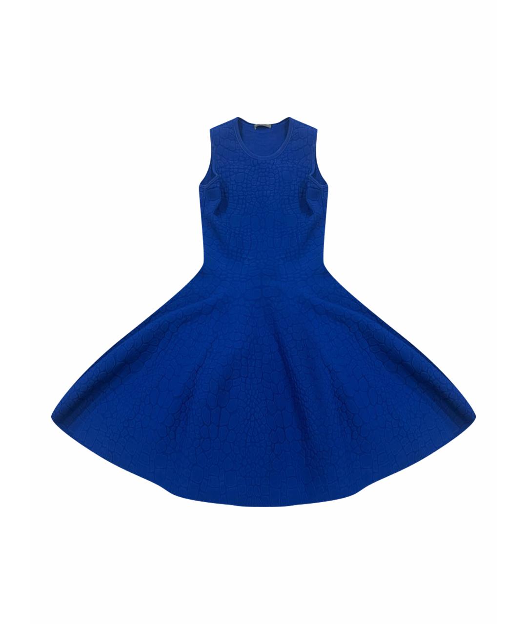 ALEXANDER MCQUEEN Синее вискозное коктейльное платье, фото 1