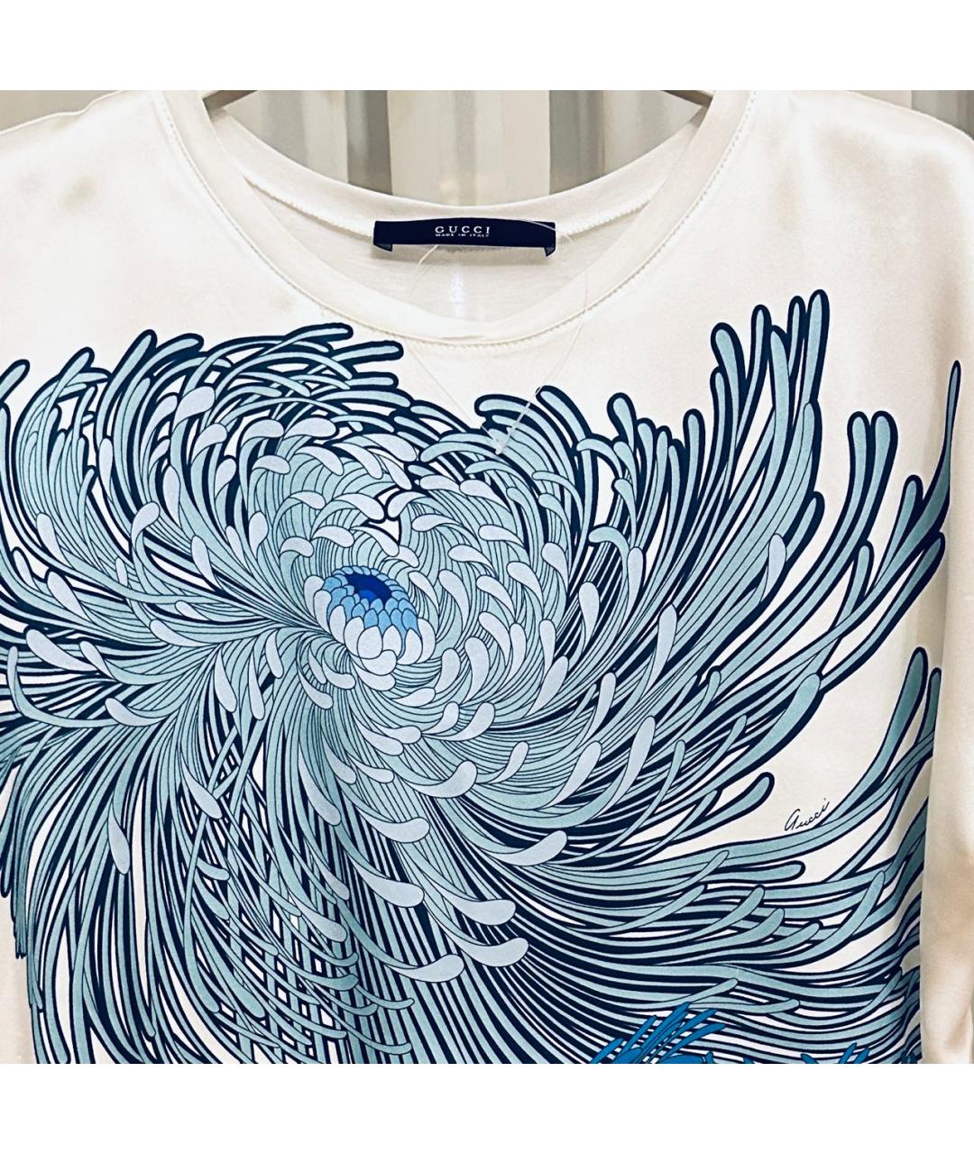 GUCCI Белая шелковая футболка, фото 3