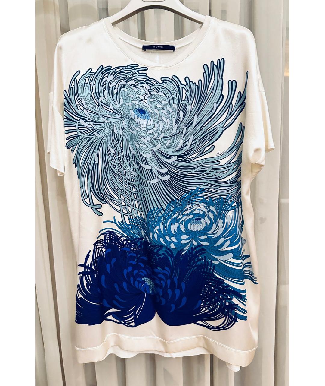 GUCCI Белая шелковая футболка, фото 7