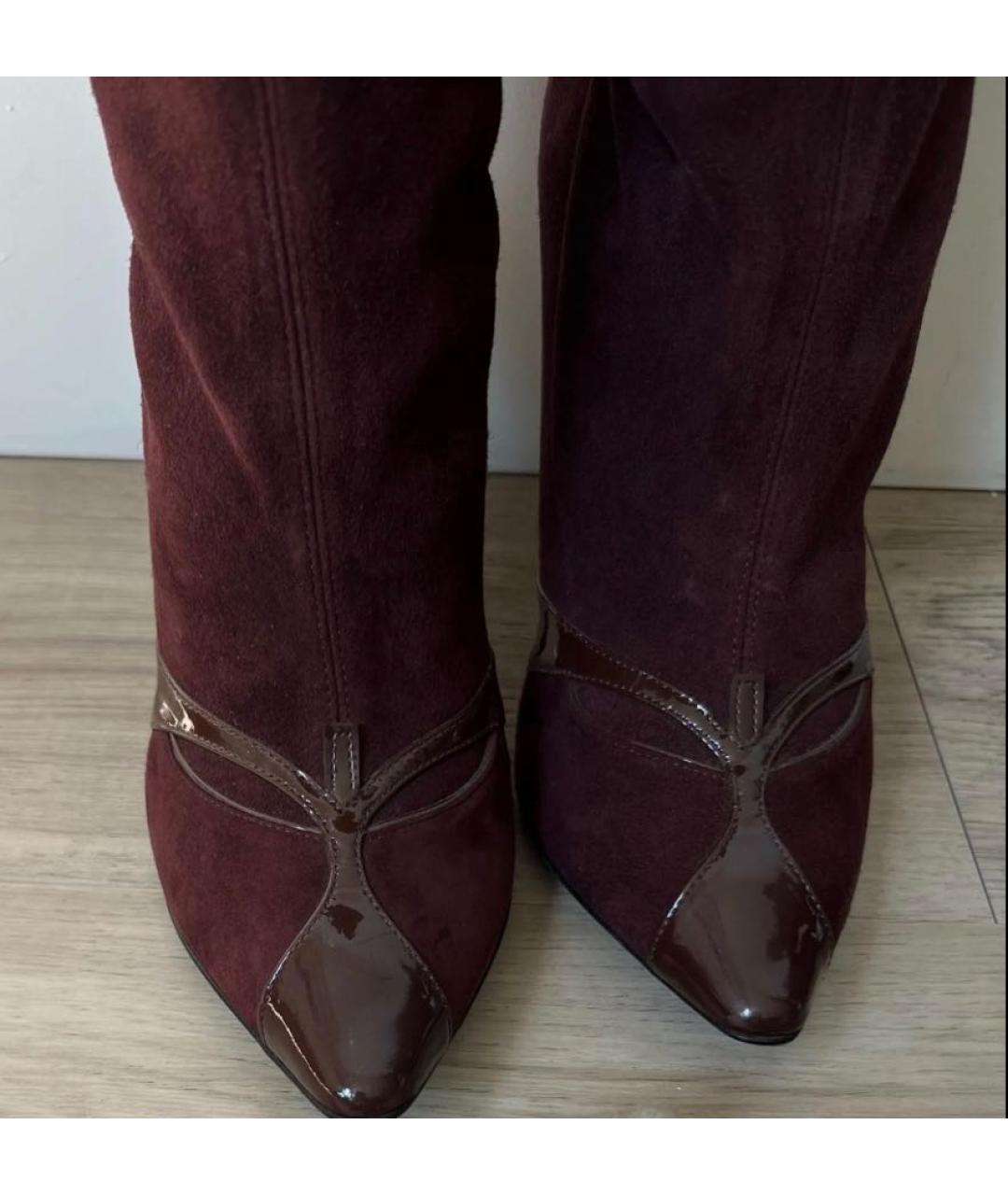 BOTTEGA VENETA Бордовые замшевые сапоги, фото 3