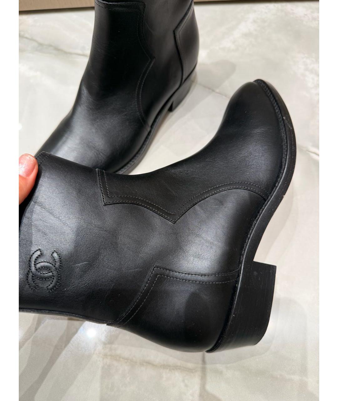 CHANEL Черные кожаные полусапоги, фото 7