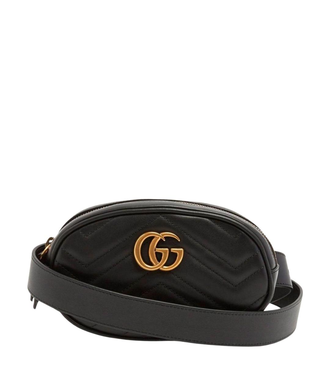 GUCCI Черная кожаная поясная сумка, фото 1