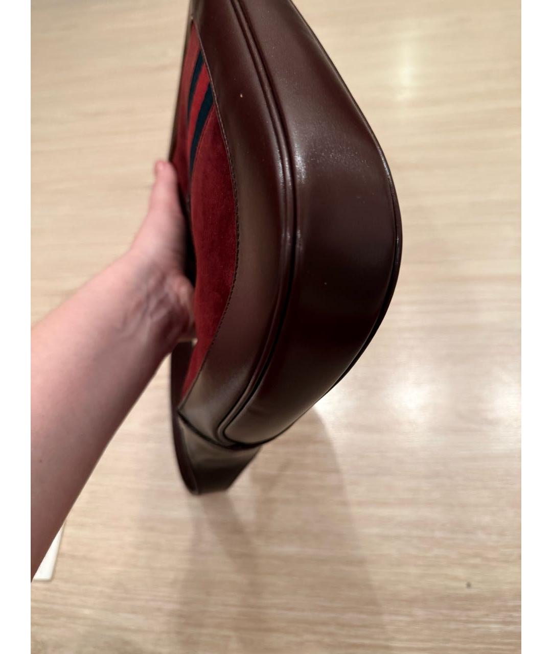 GUCCI Бордовая кожаная сумка с короткими ручками, фото 7