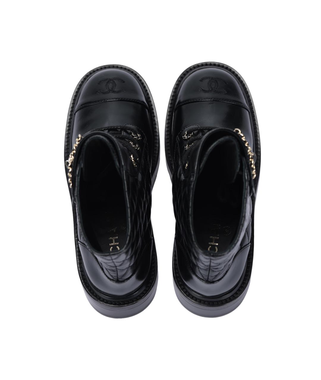 CHANEL Черные кожаные ботинки, фото 3