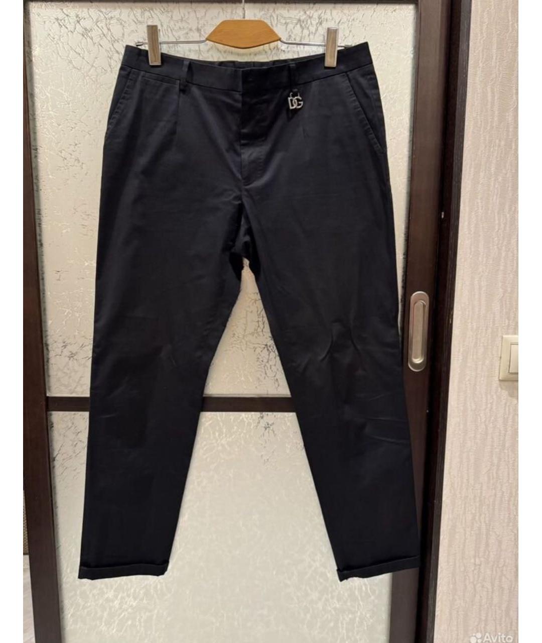 DOLCE&GABBANA Черные хлопко-эластановые классические брюки, фото 5