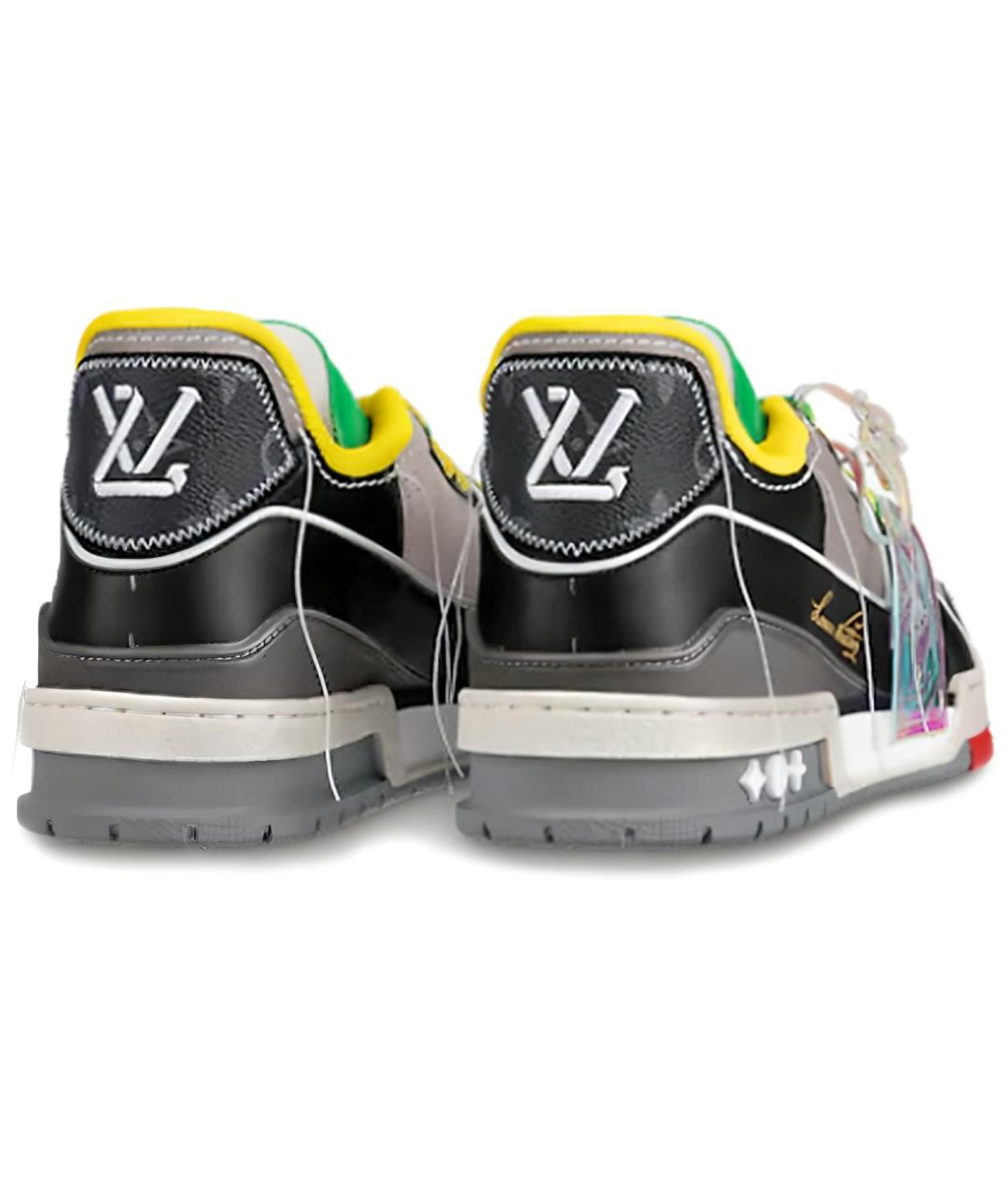 LOUIS VUITTON Черные кожаные низкие кроссовки / кеды, фото 4