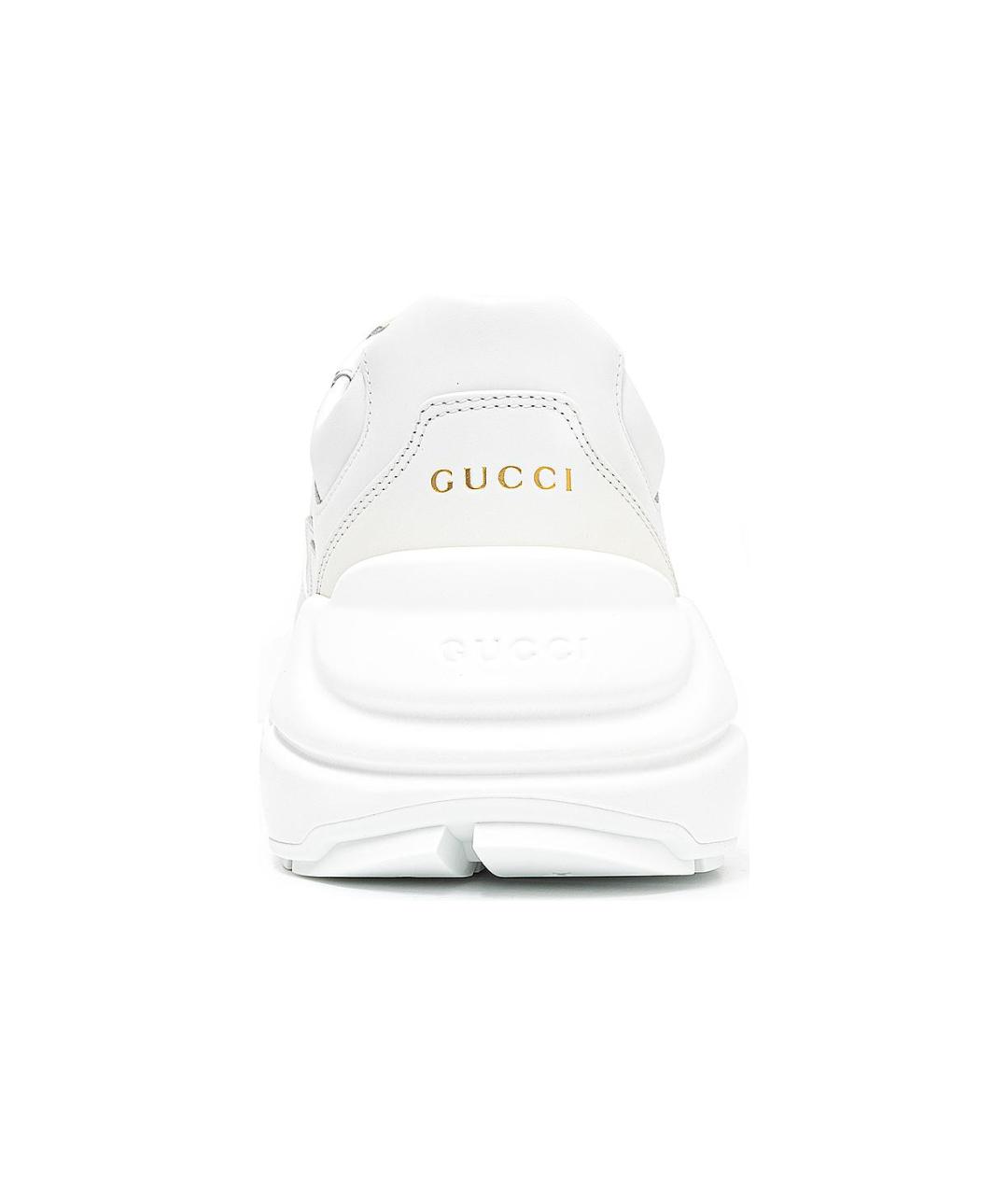 GUCCI Белые кожаные низкие кроссовки / кеды, фото 4