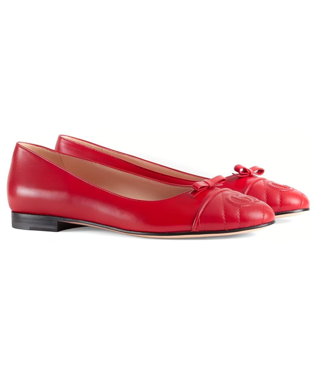 GUCCI Красные кожаные балетки, фото 2