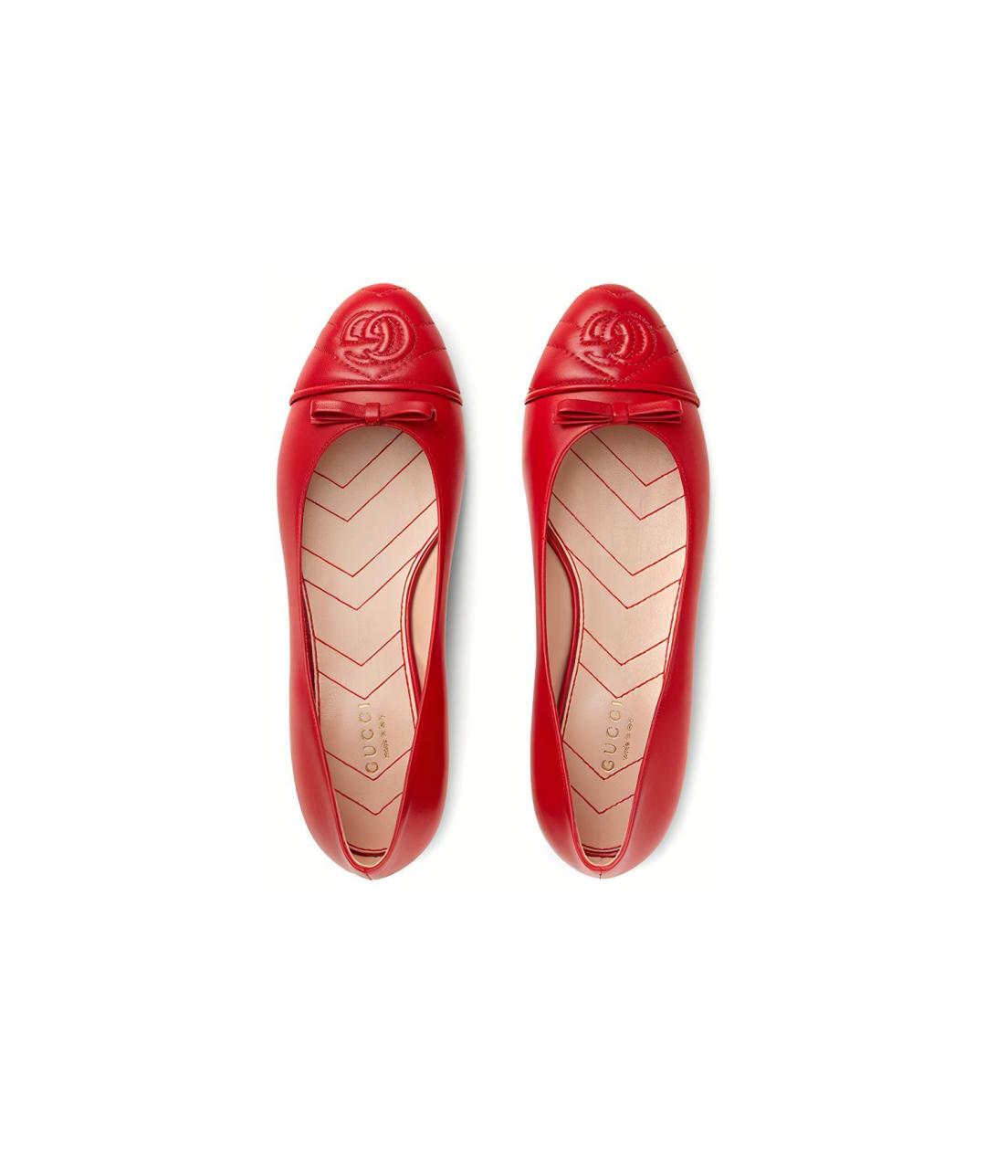 GUCCI Красные кожаные балетки, фото 3
