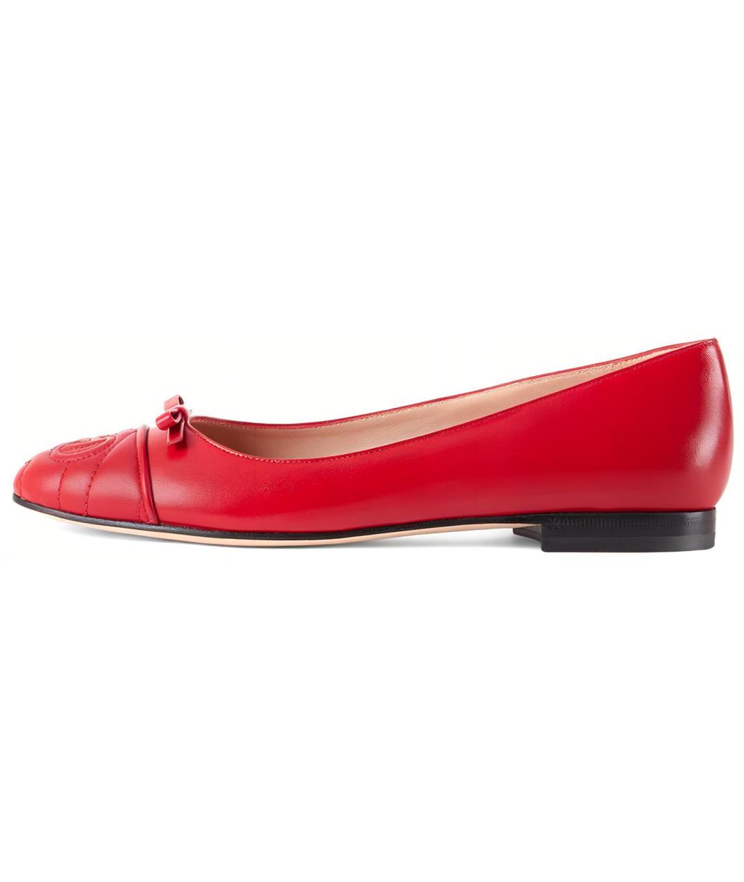 GUCCI Красные кожаные балетки, фото 6