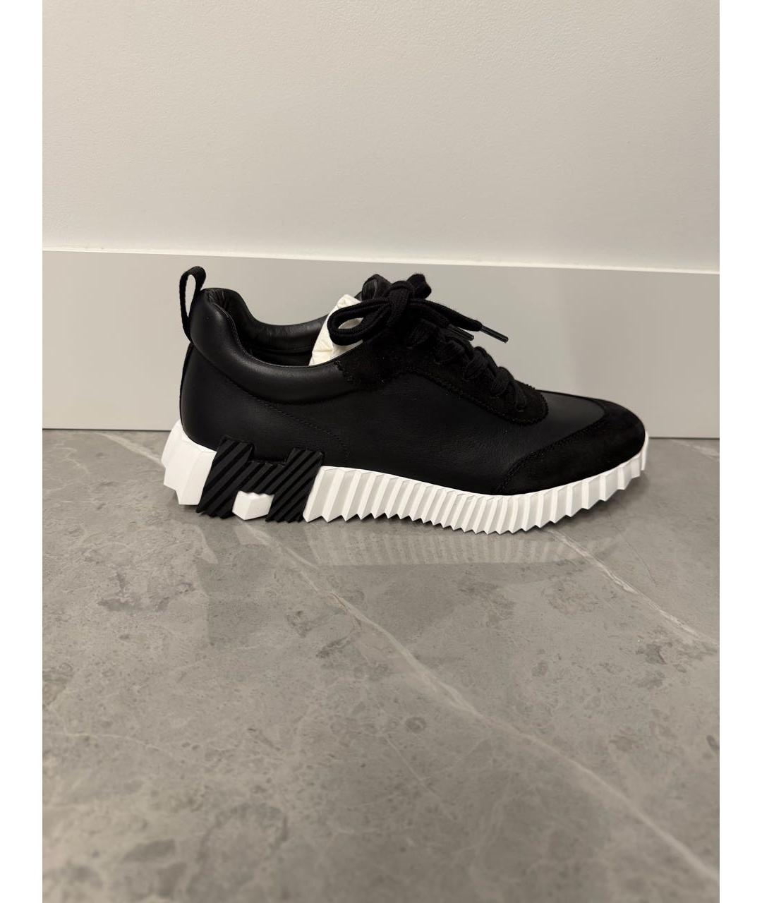 HERMES Черные кожаные кроссовки, фото 6