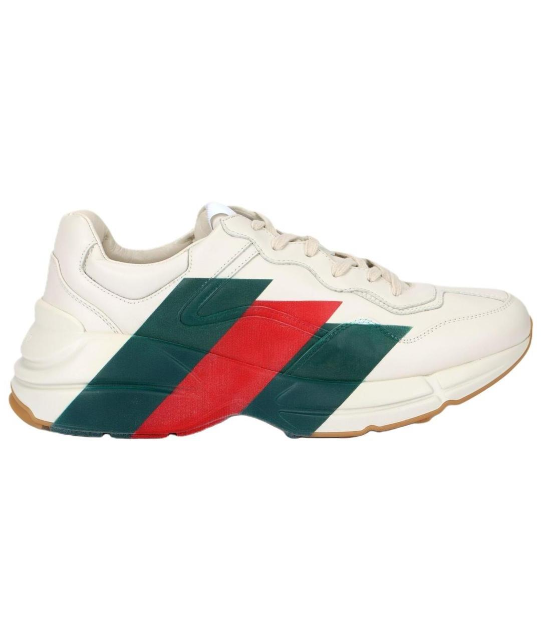 GUCCI Белые кожаные низкие кроссовки / кеды, фото 1