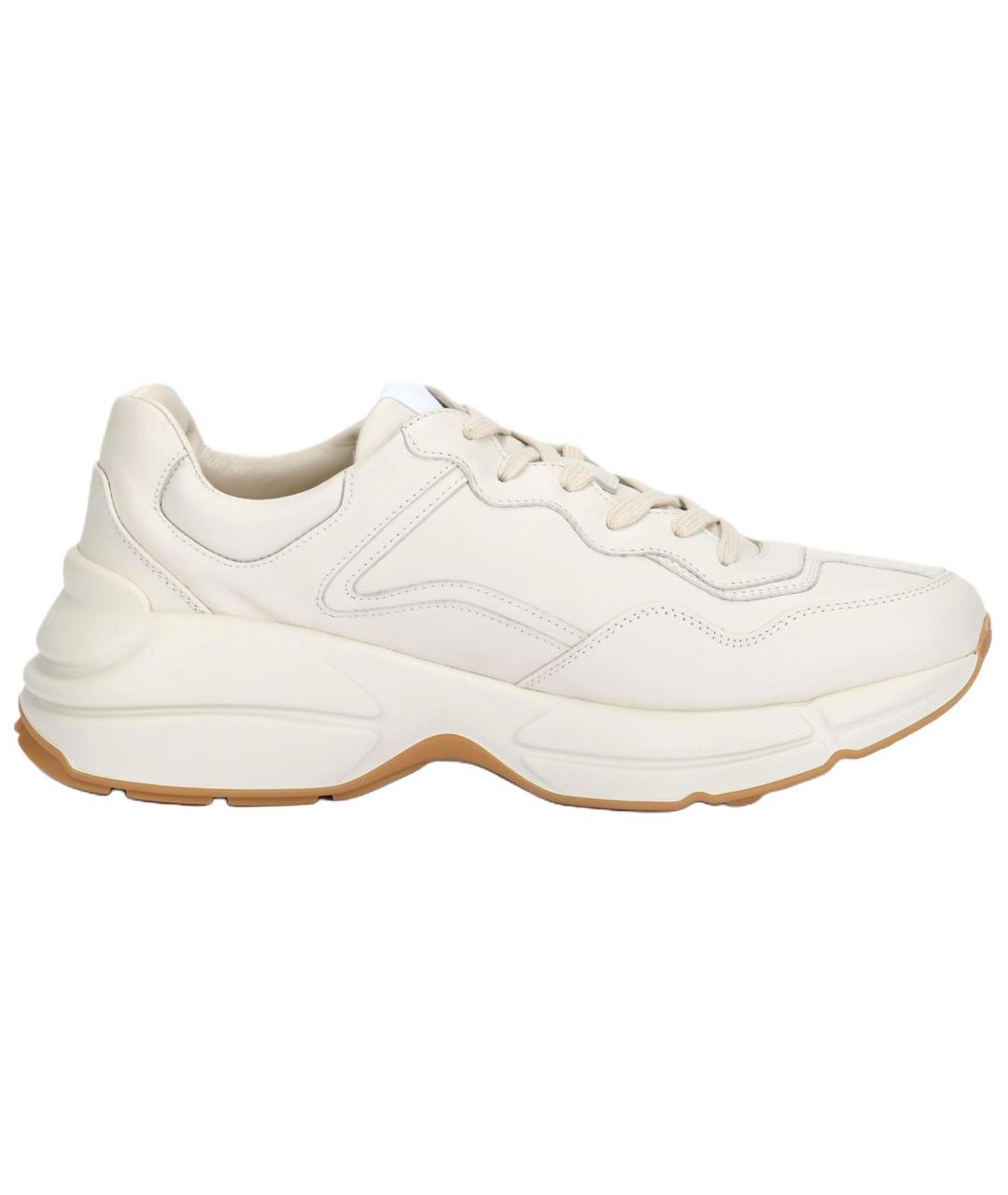 GUCCI Белые кожаные низкие кроссовки / кеды, фото 2