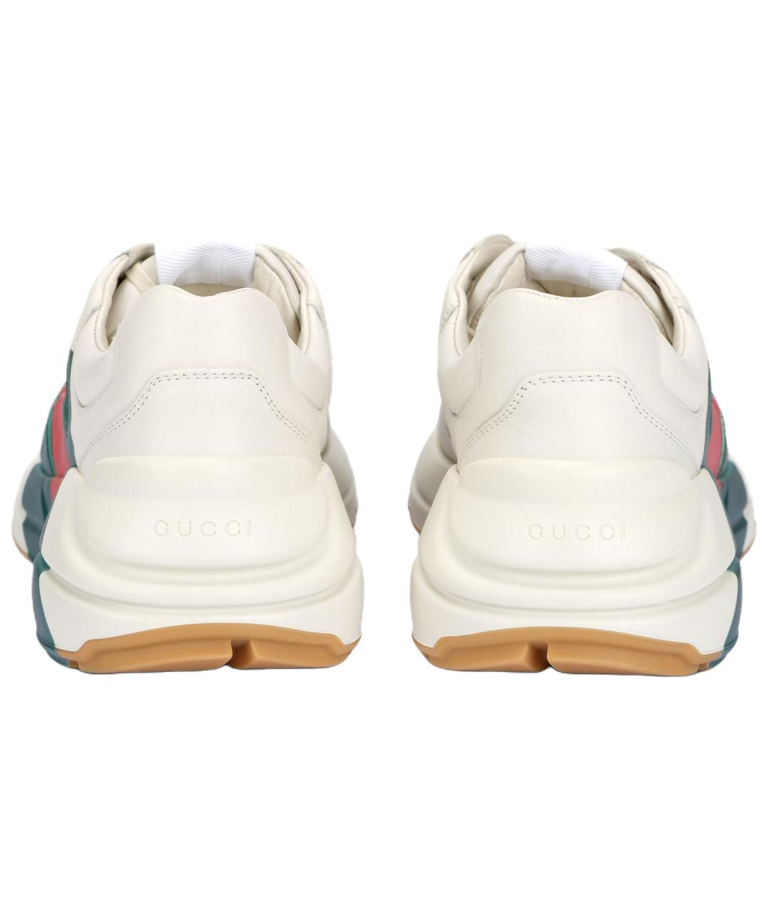 GUCCI Белые кожаные низкие кроссовки / кеды, фото 4