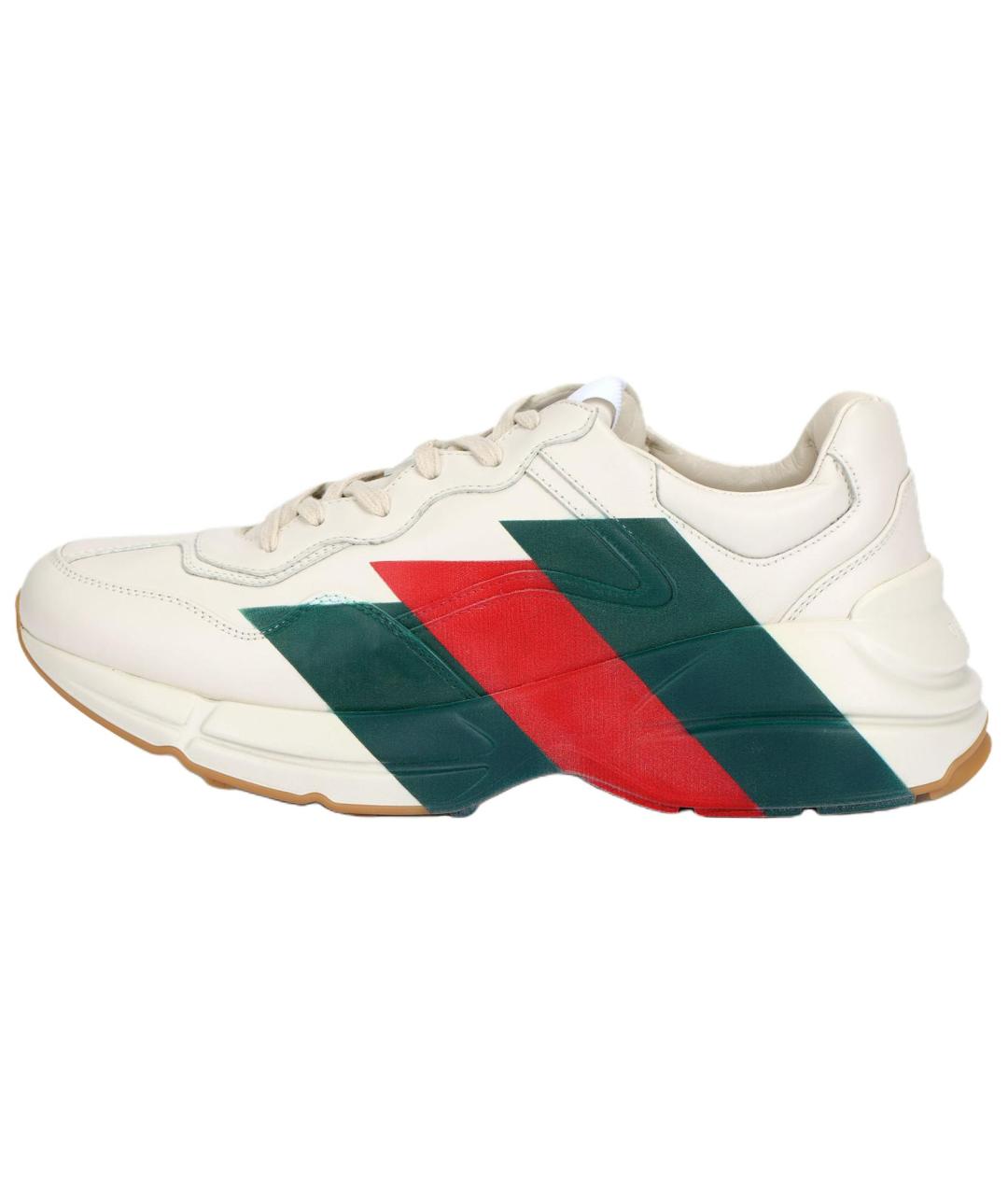 GUCCI Белые кожаные низкие кроссовки / кеды, фото 6