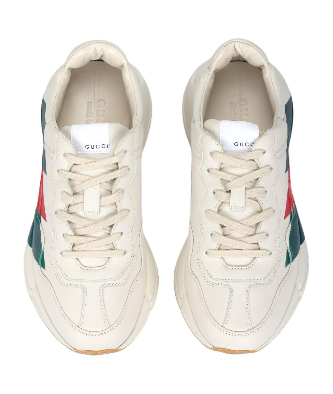 GUCCI Белые кожаные низкие кроссовки / кеды, фото 3