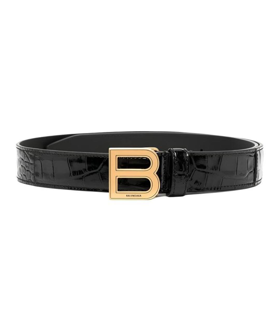 BALENCIAGA Черный кожаный ремень, фото 1