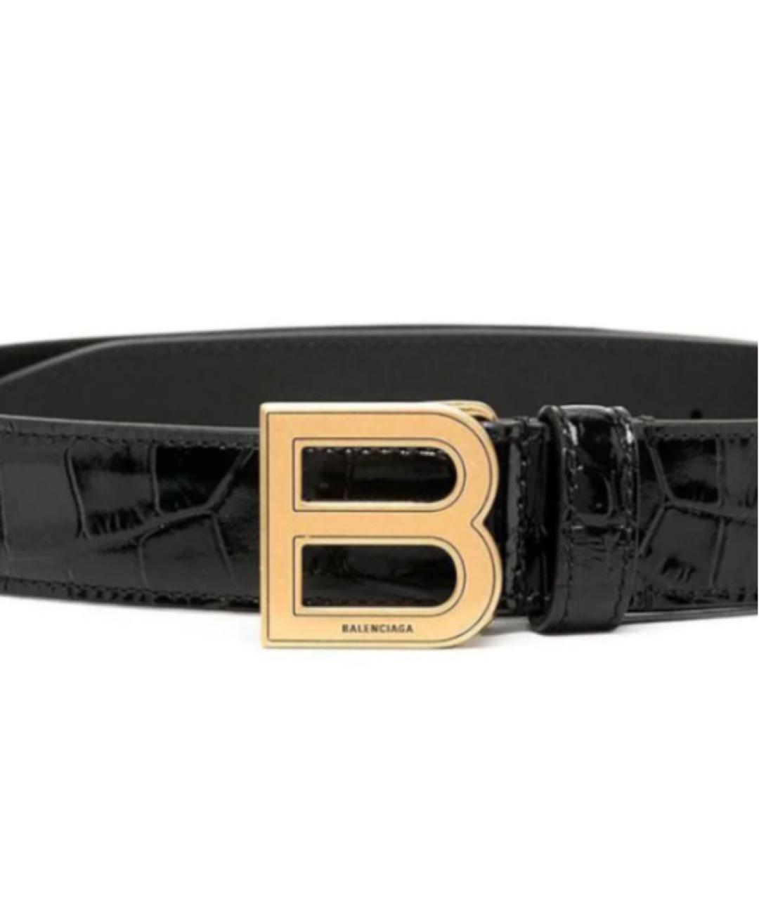 BALENCIAGA Черный кожаный ремень, фото 2