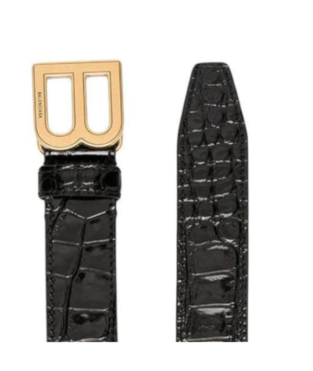 BALENCIAGA Черный кожаный ремень, фото 3