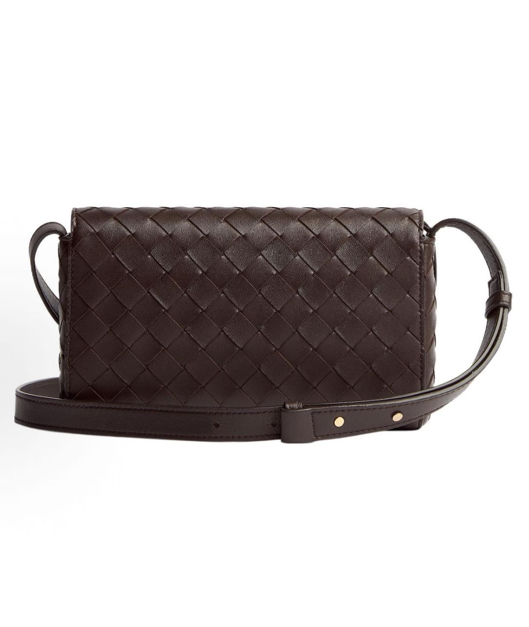 BOTTEGA VENETA Коричневая кожаная сумка через плечо, фото 4