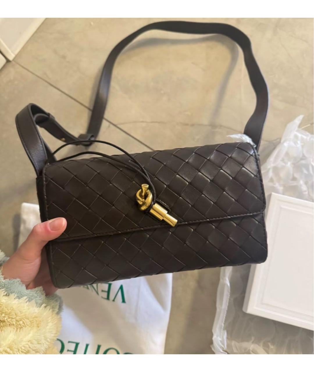 BOTTEGA VENETA Коричневая кожаная сумка через плечо, фото 6