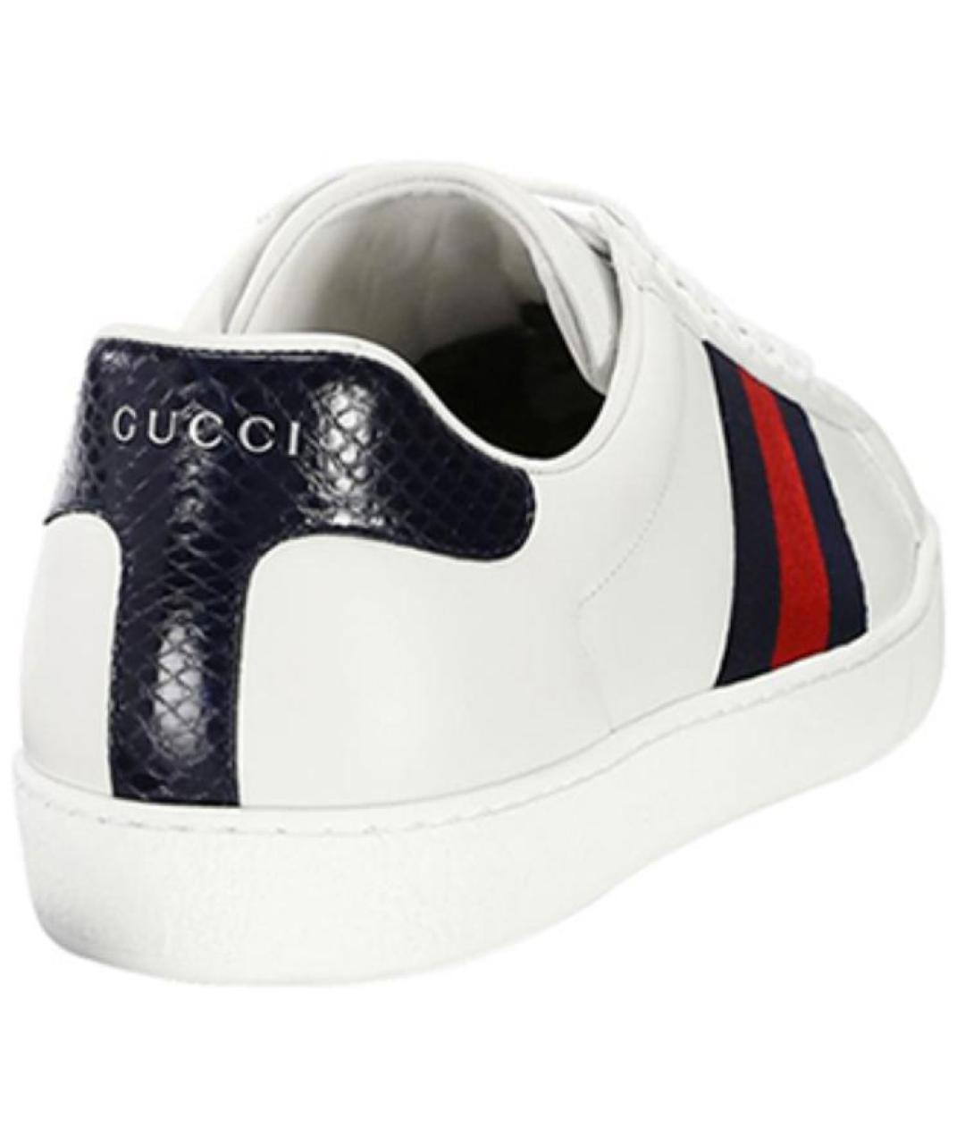 GUCCI Белые кожаные кроссовки, фото 3