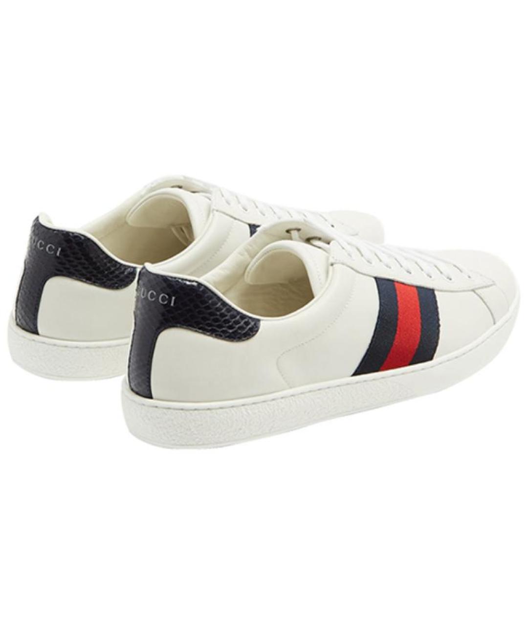 GUCCI Белые кожаные кроссовки, фото 4