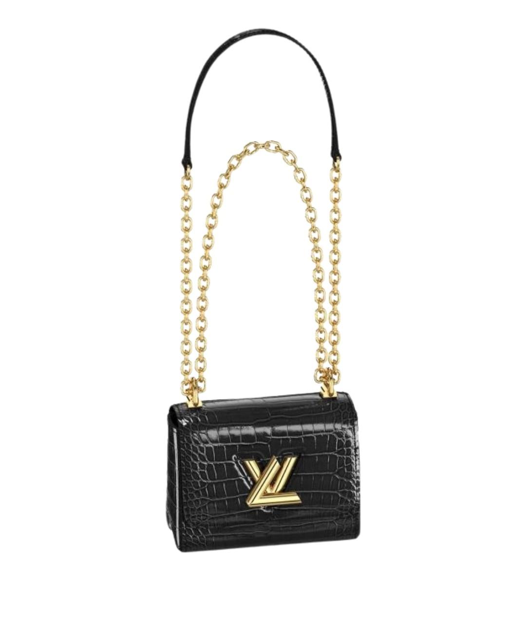 LOUIS VUITTON Черная сумка через плечо из кожи крокодила, фото 1