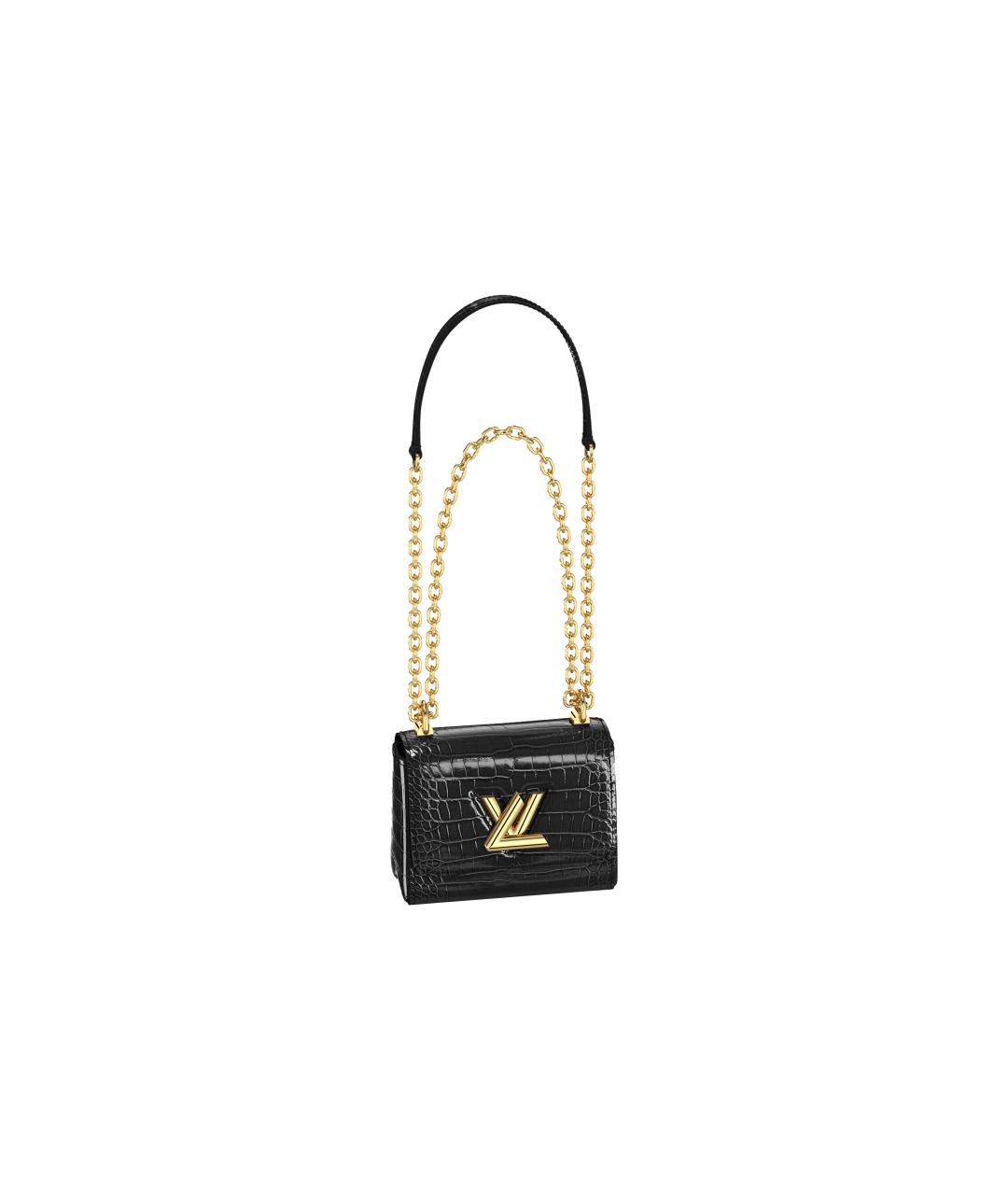 LOUIS VUITTON Черная сумка через плечо из кожи крокодила, фото 6