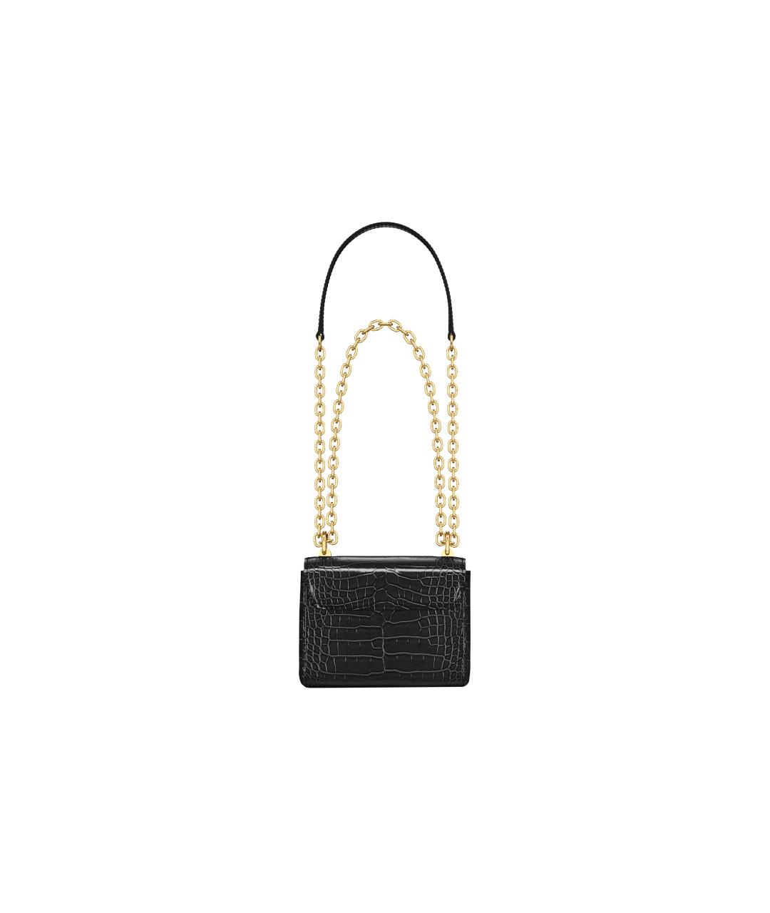 LOUIS VUITTON Черная сумка через плечо из кожи крокодила, фото 3