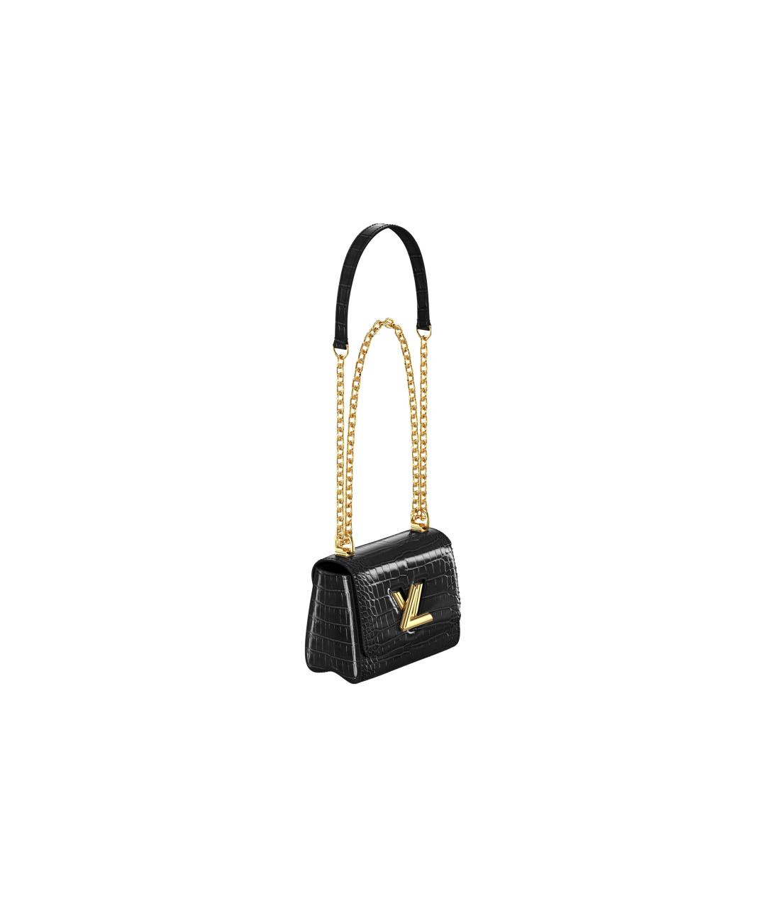 LOUIS VUITTON Черная сумка через плечо из кожи крокодила, фото 2
