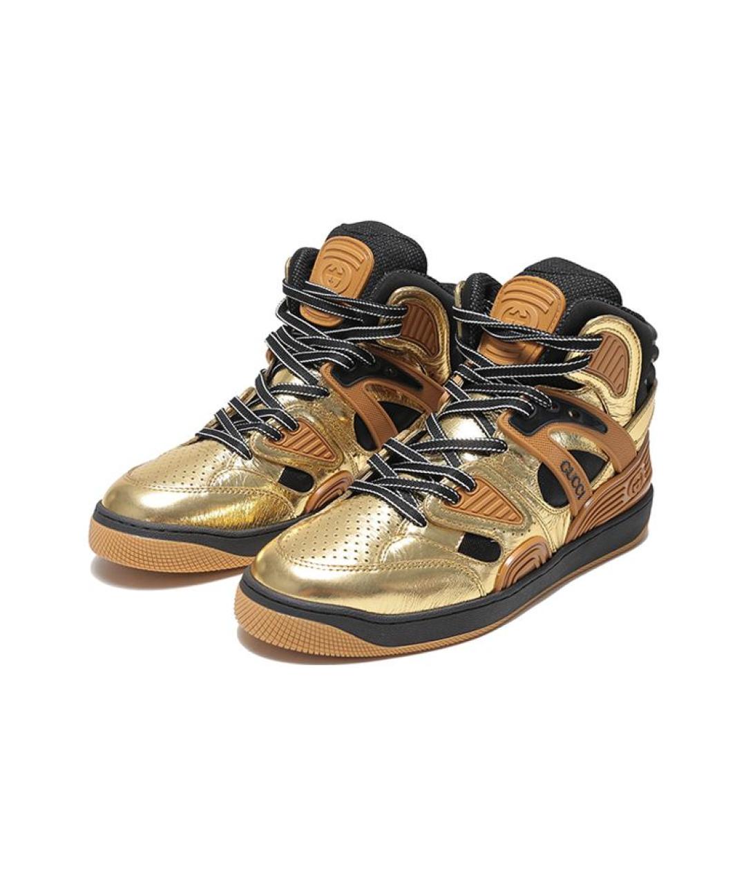 GUCCI Золотые высокие кроссовки / кеды, фото 3