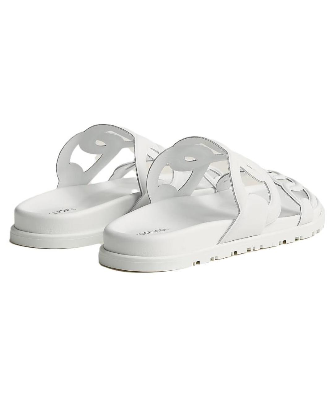 HERMES Белые кожаные сандалии, фото 4