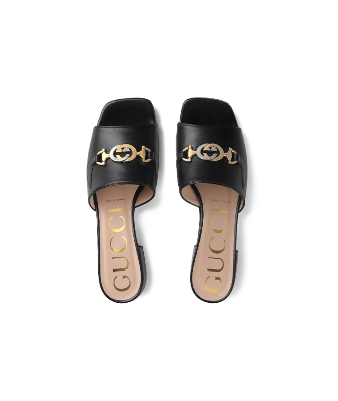 GUCCI Черные кожаные босоножки, фото 3