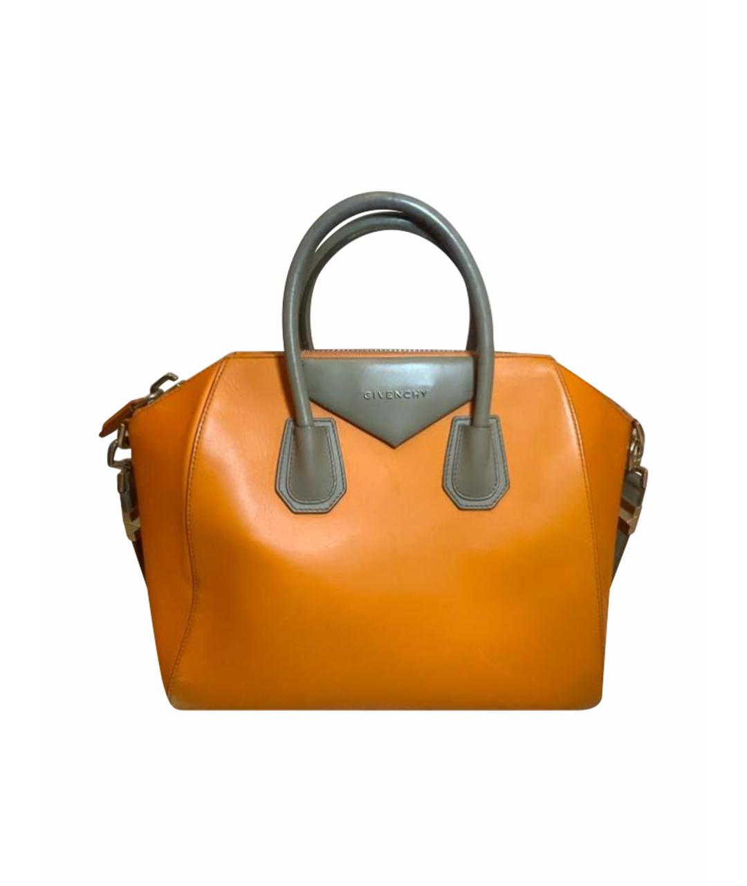GIVENCHY Оранжевая кожаная сумка с короткими ручками, фото 1