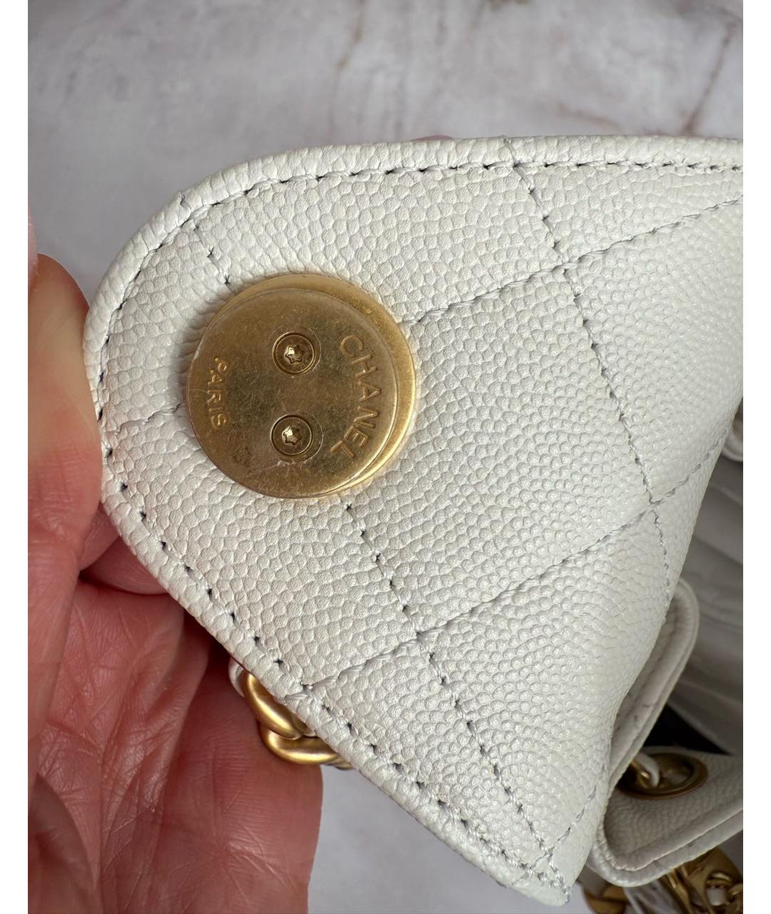 CHANEL Белая кожаная сумка через плечо, фото 7
