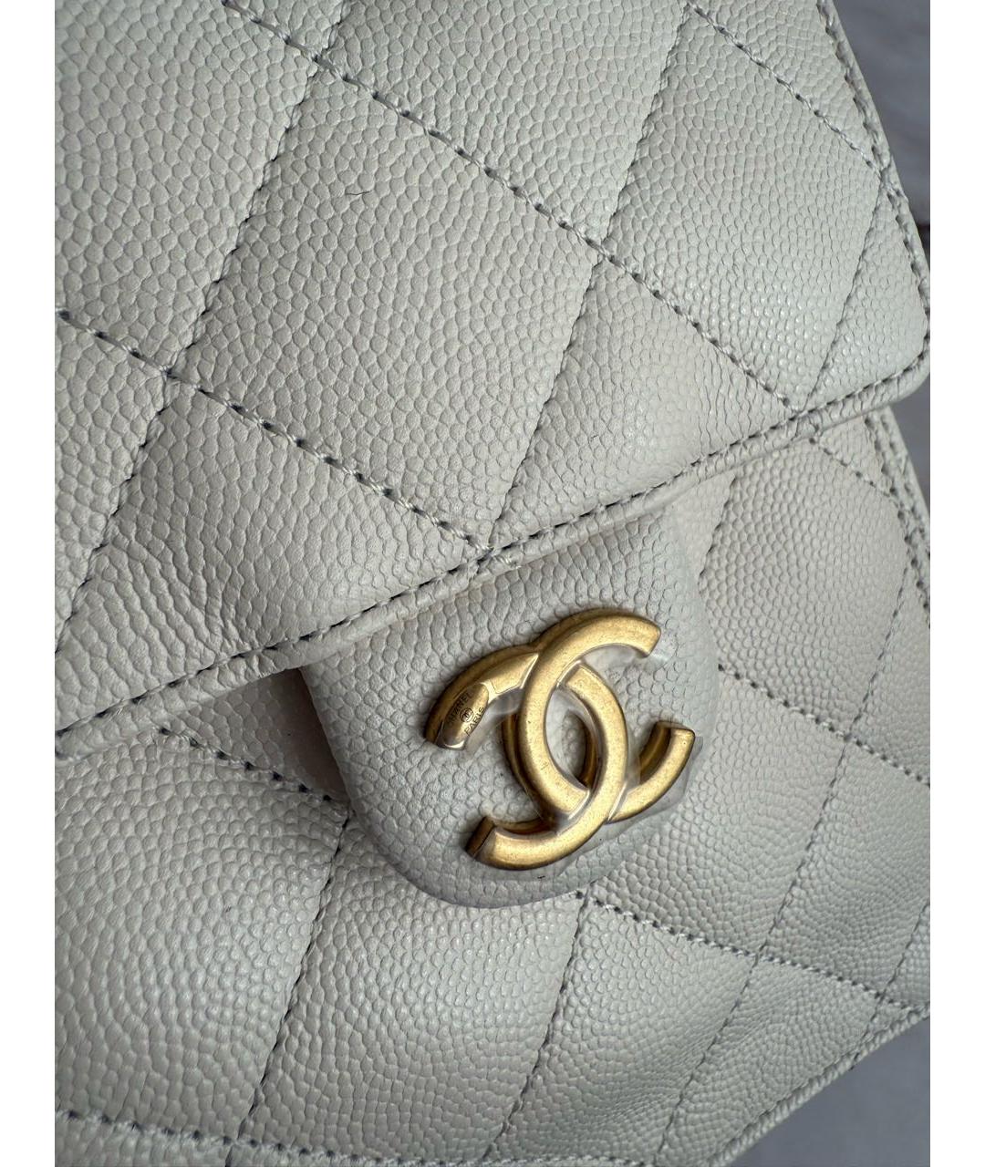 CHANEL Белая кожаная сумка через плечо, фото 8