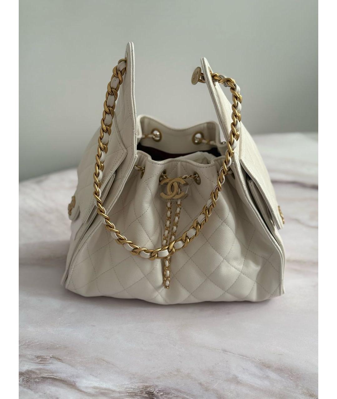 CHANEL Белая кожаная сумка через плечо, фото 9