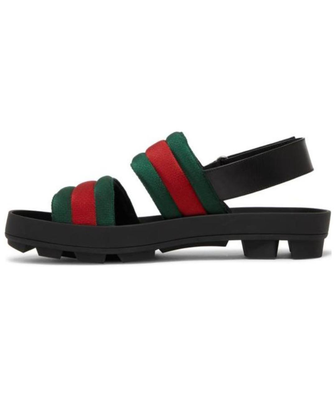 GUCCI Черные текстильные сандалии, фото 2