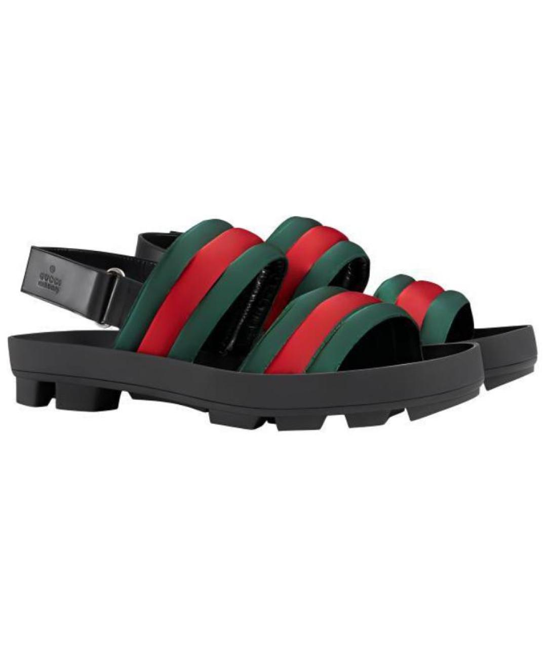 GUCCI Черные текстильные сандалии, фото 4