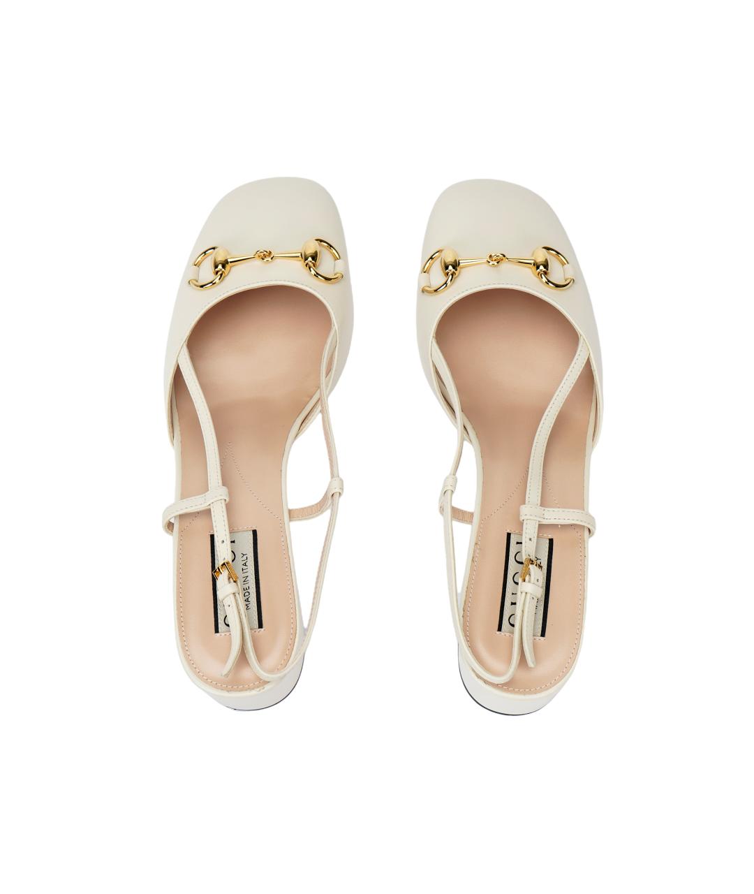 GUCCI Белые кожаные туфли, фото 3