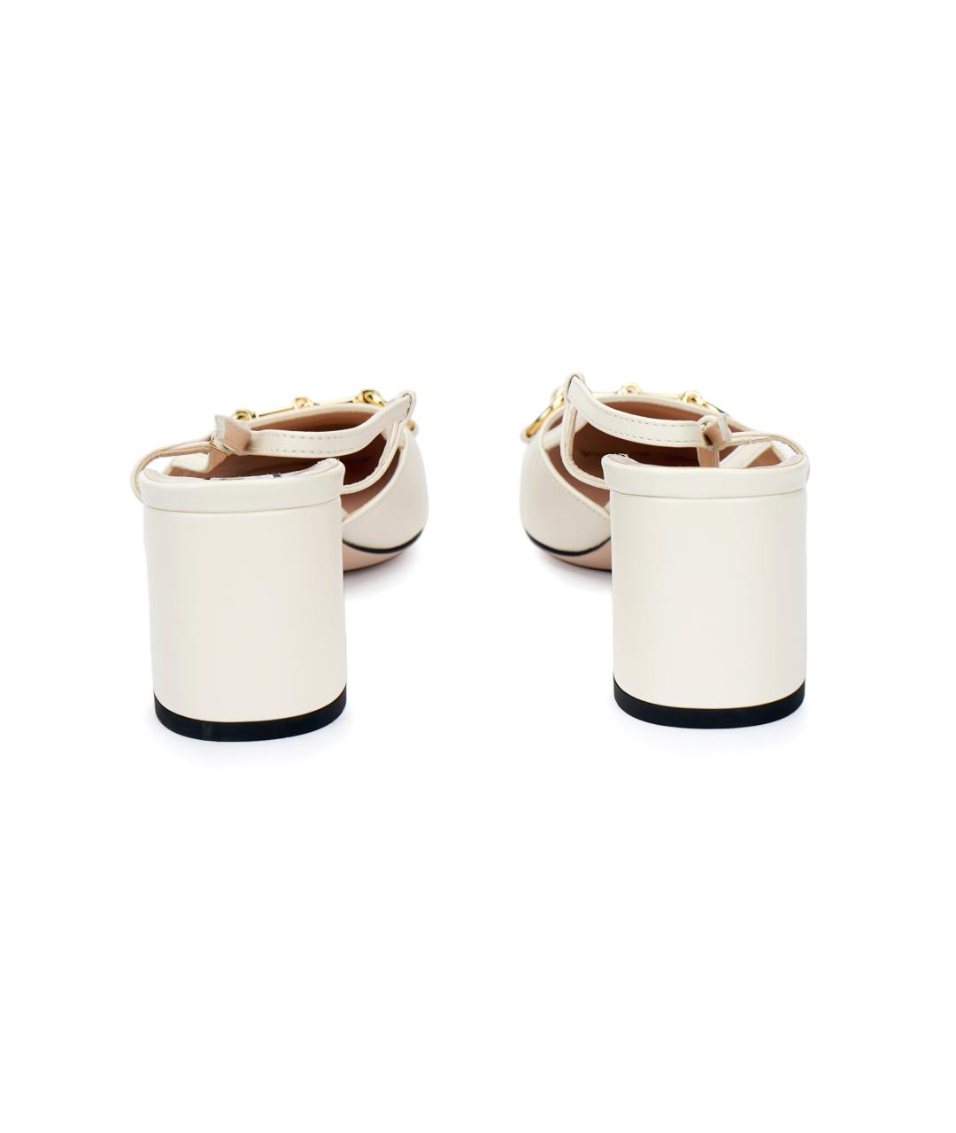 GUCCI Белые кожаные туфли, фото 4