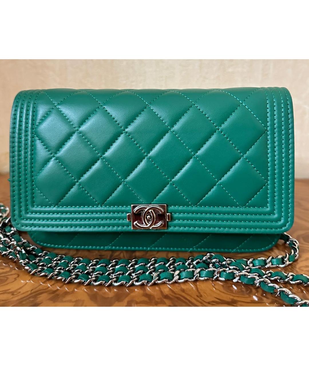 CHANEL Зеленая кожаная сумка через плечо, фото 9